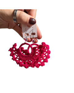 Roosa Heegeldatud Pits Kõrvarõngad