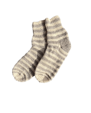 Grey White Striped Knitted Socks