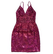 Burgundy Sequin Bodycon Dress, Size S