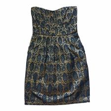 Gold & Black Strapless Dress, Size S