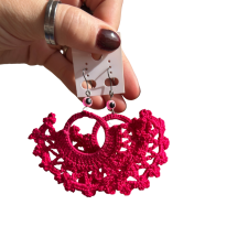 Roosa Heegeldatud Pits Kõrvarõngad